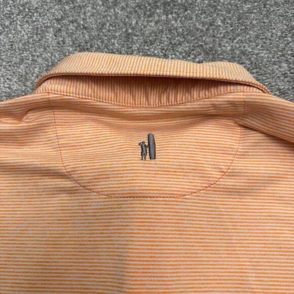 Johnnie-O SF San Francsico Giants MLB Polo Shirt Men Medium Orange White Striped - Picture 4 of 12